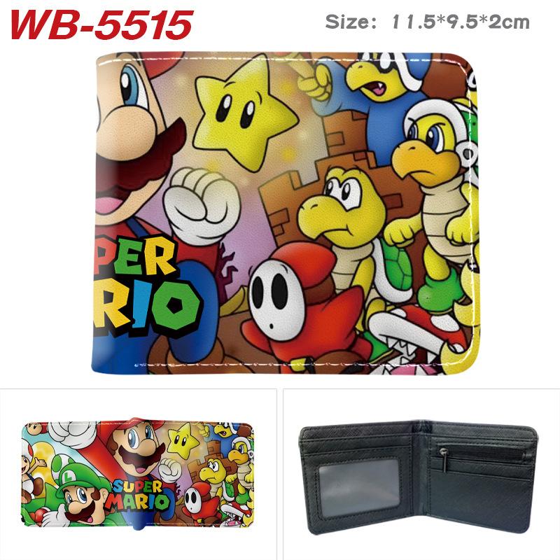 Super Mario Cartoon Full-Color Print Bi-Fold Wallet Anime Student Unisex Short Purse