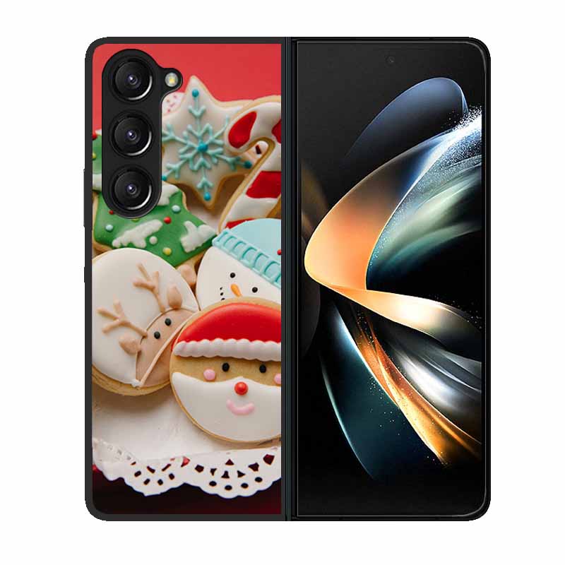 Christmas Case For Samsung Galaxy Z Fold 6 5 4 3 Cover Fold5 Fold4 Lovely Black Hard Plastic PC Cover For Galaxy Z Fold5 5G Case