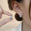 Korean Simple Double Zircon Copper Metal Hoop Earrings For Woman Exquisite Small Circle Earring Ladies Party Accessories