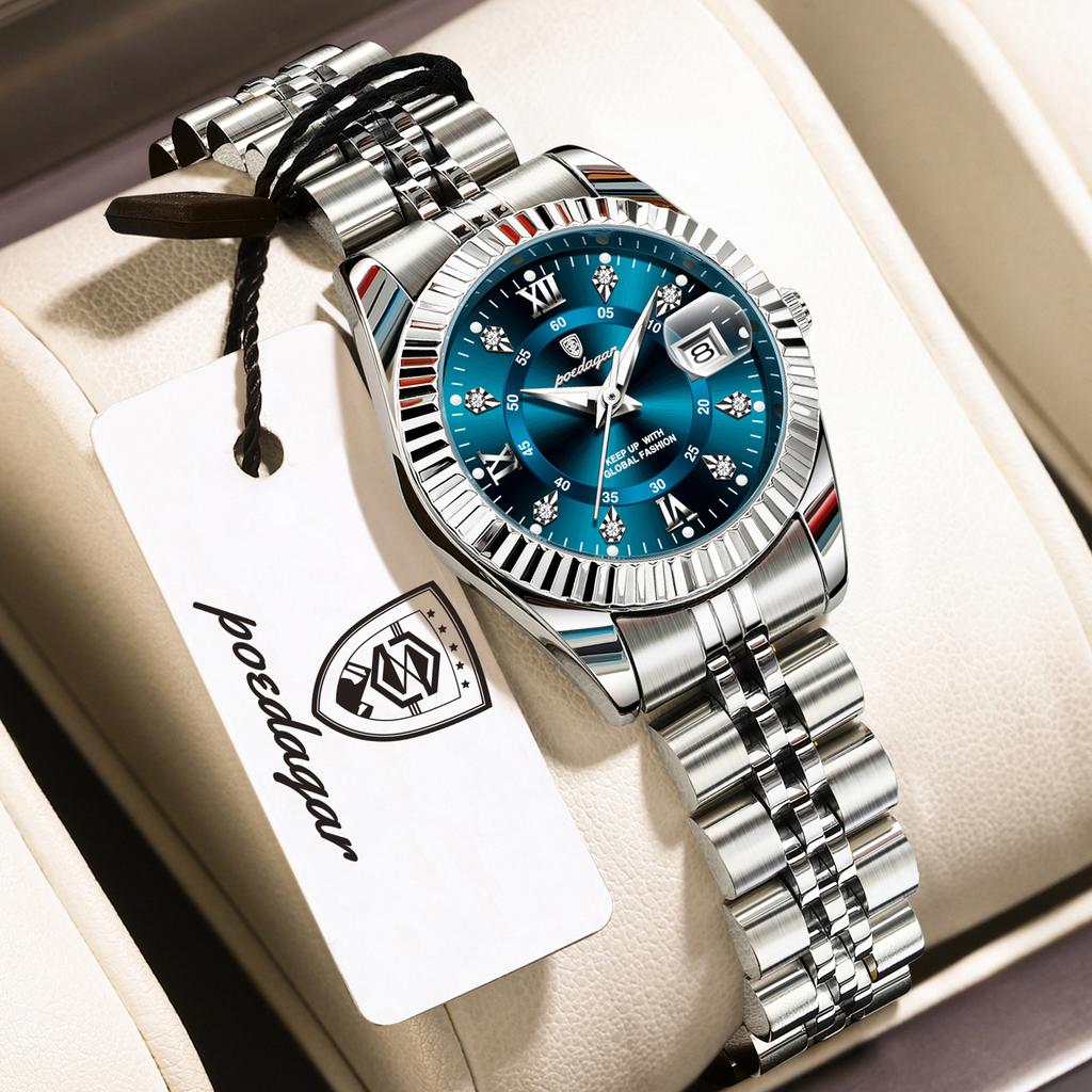 POEDAGAR Business Quartz Ladies Wristwatch Waterproof Luminous Date Elegant Women Watch Stainless Steel Fashion Women's Watches