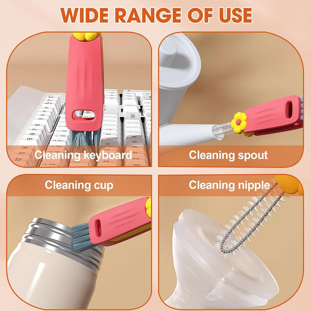 3pcs 3 In 1 Multifunctional Portable Cup Lid Cleaning Brush