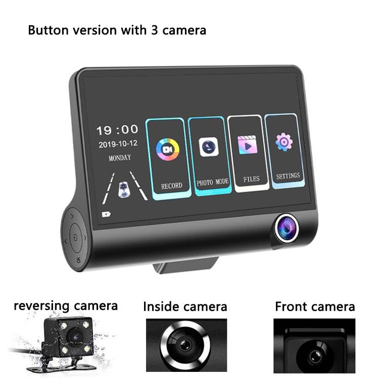 3 Lens Driving Recorder 4" Touch Screen 1080P Car DVR Dash Cam Video Recorder with G-sensor Motion Detection Parking Guard