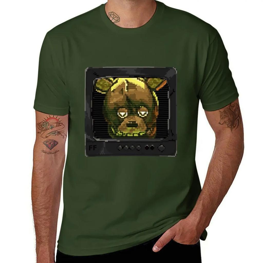 Springtrap head CCTV pixel illustration TShirt Aesthetic clothing tees quick drying Blouse shirts men graphic