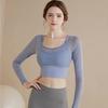 Spring Yoga Clothes Women's Sports Tops Mesh with Chest Pads Tight and Thin Long Sleeves Outdoor Running Training Fitness Clothes