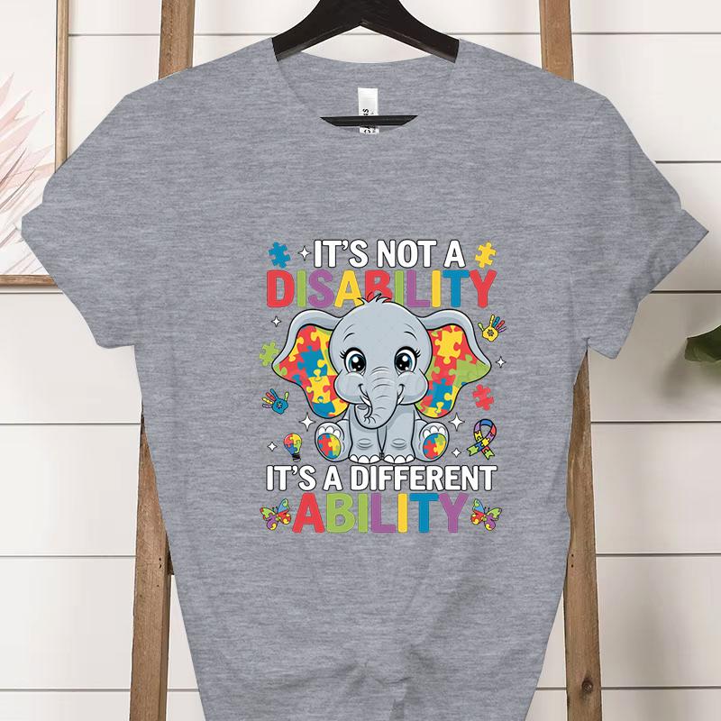 Its A Different Ability Autism Teacher Shirt Autism Awareness Cartoon Design Woman Tshirts Special Education Gift Classic Tops