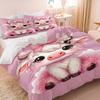 Cute Cartoon Cow Print Duvet Cover Set(1 Duvet Cover & 1/2 Pillowcase) Pink Kawaii Bedding Set for Girls Kids Room Decor