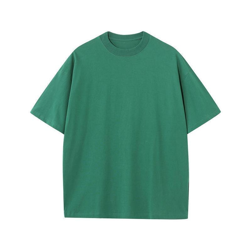 Letnia męska koszulka z czystej bawełny z okrągłym dekoltem, jednolita kolorystyka, proste t-shirty