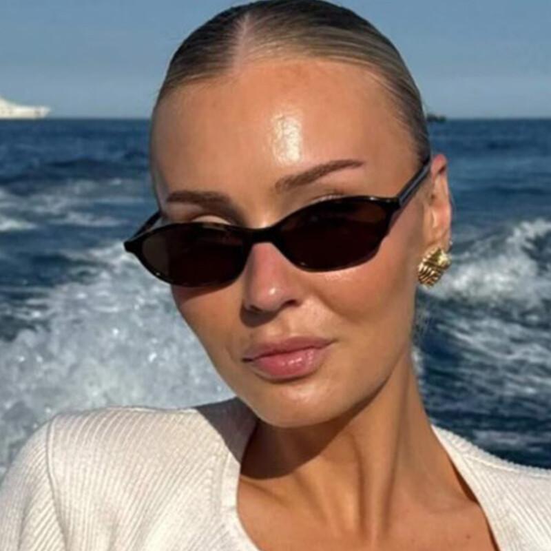 Small Oval Sexy Sunglasses Designer Men Retro Sunglasses Woman Stylish Premium Shades UV 400 Protection Thin Black Eyewear