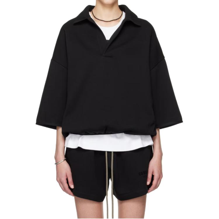 Fear of God Essentials 3/4 Sleeve Polo Black Men Tops 192SU244400F