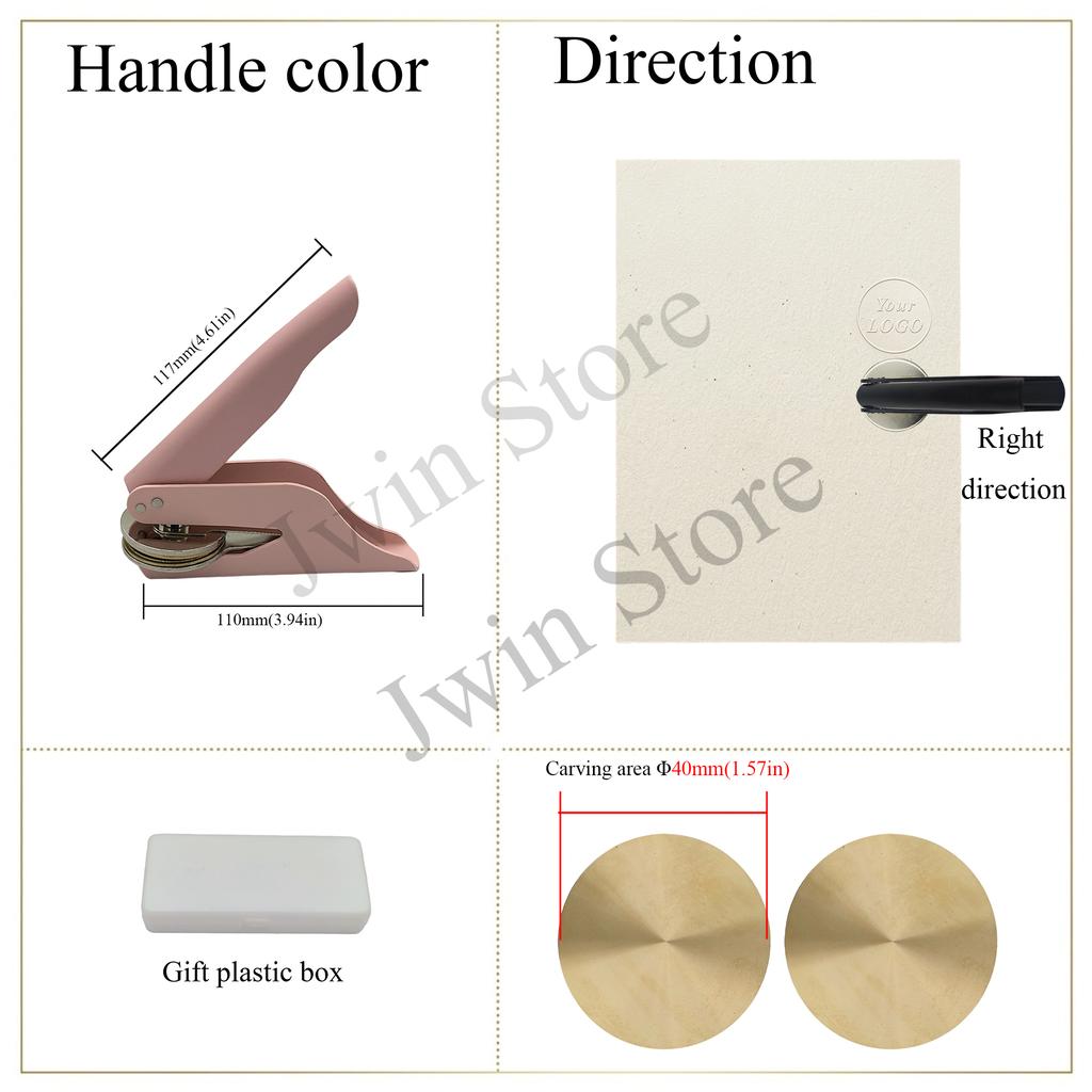 Customize Embossing Stamp with Your Logo Monogram Embosser Seal for Wedding Invitation DIY Craft 40mm Diameter