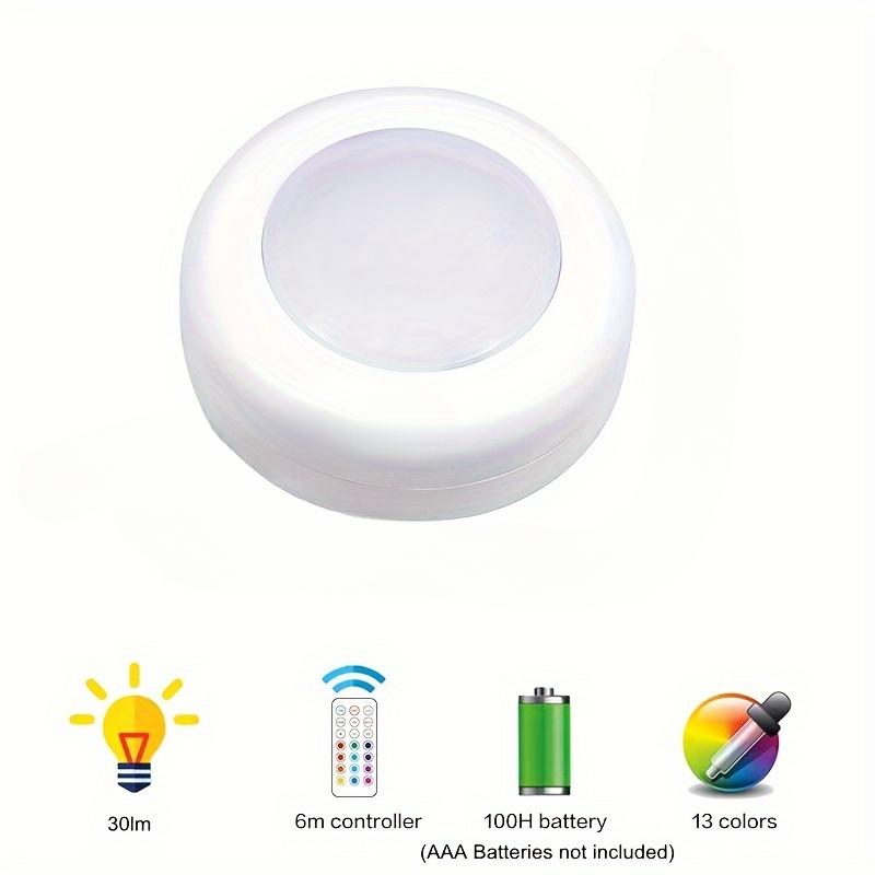 1Set/3pcs LED Remote Control Night Light 13 Colors RGB Breathing Dimming Festive Atmosphere Pat Ice Hockey Light Bedroom Wardrobe Cabinet Light