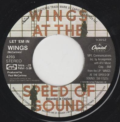 7inch Record WINGS - Let 'Em In 4293 Capitol Records 1976 Canada Rock Used