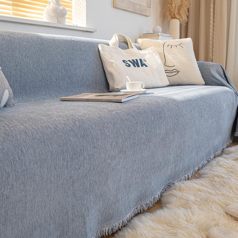 Chenille Sofa Cover Cloth, All-season Universal Solid Color Full Cover Sofa Towel, Cream Style, High-end Feeling, One Piece Sofa Blanket
