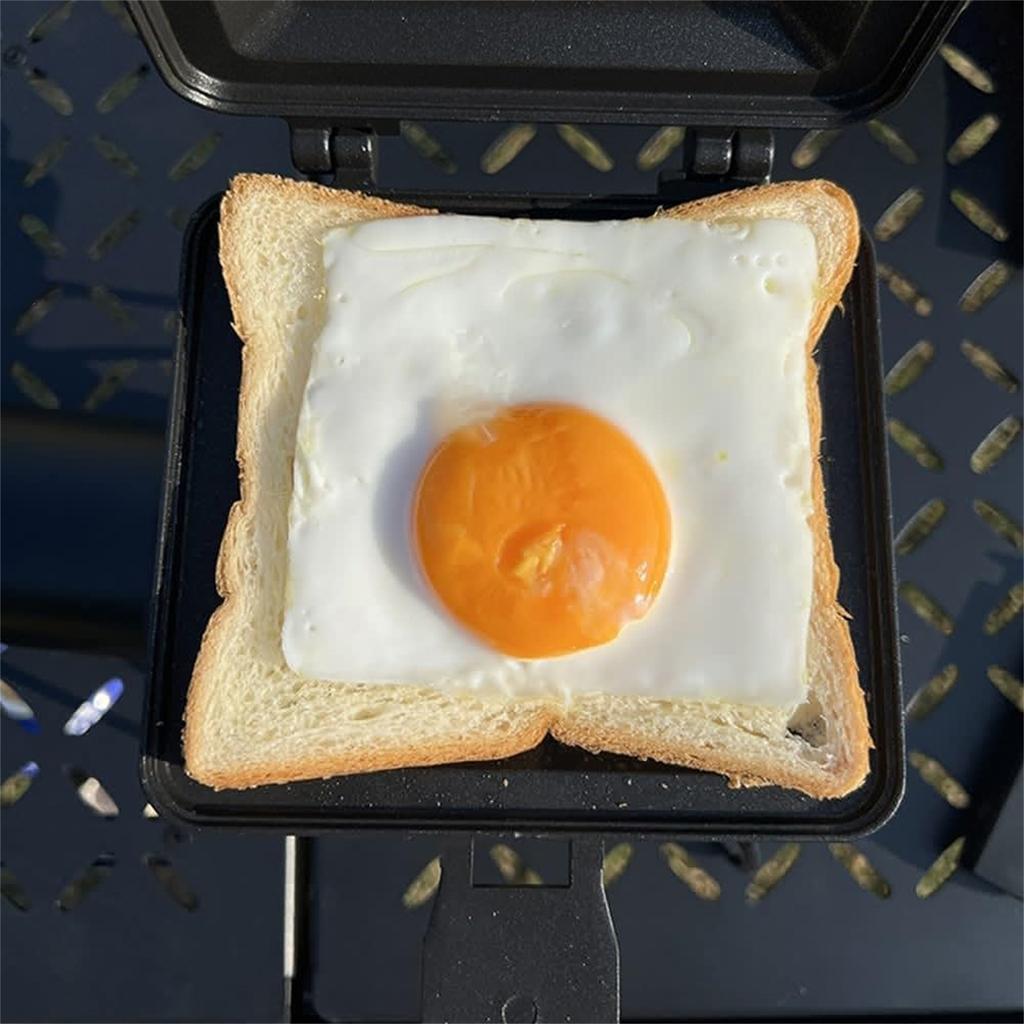 Portable Folding Sandwich Maker Nonstick Double Sided Bread Toast Maker Aluminum Alloy Texture for Camping and Home Use