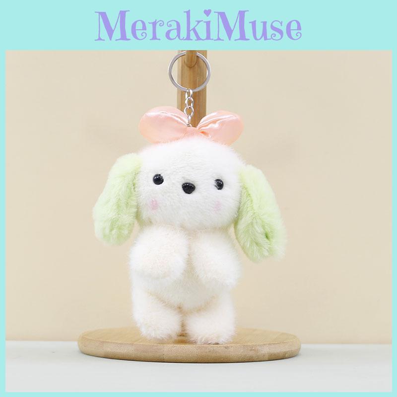 Cute Bow Rabbit Keychain Cartoon Child Schoolbag Decorative Pendant Doll Plush