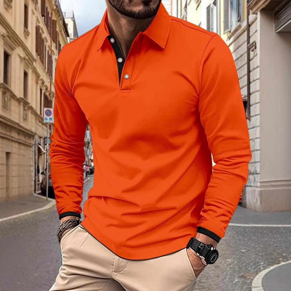 Spring and Autumn Men's Long Sleeved Casual Sports Polo Shirt