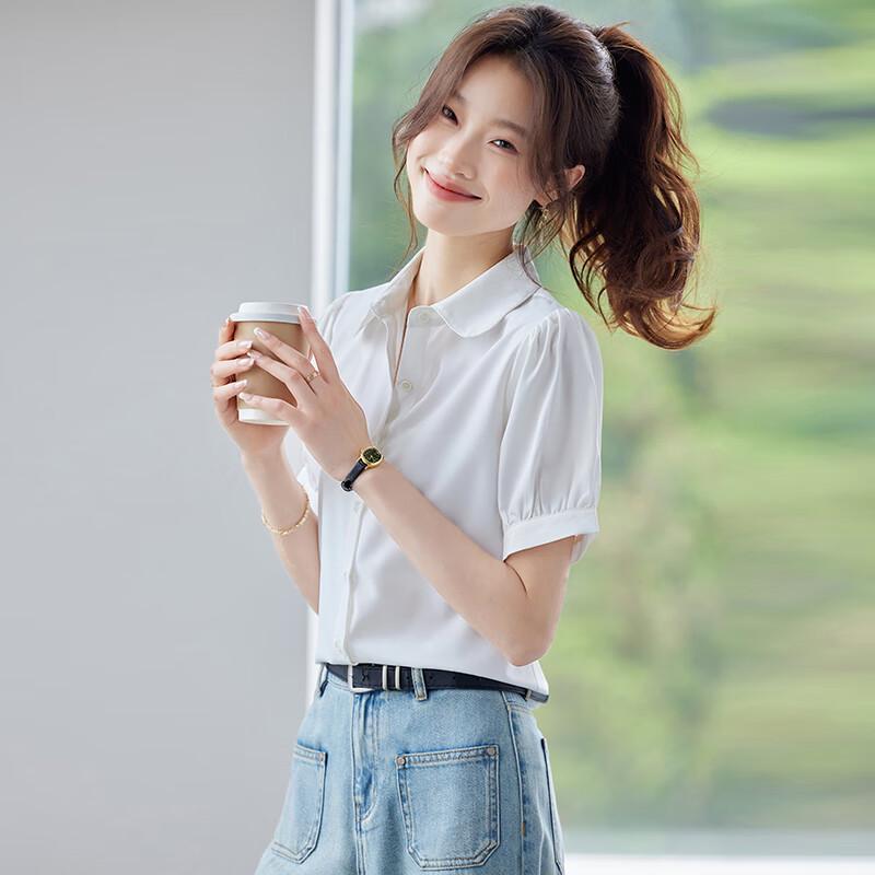 Teluoman Women's Short Sleeve Business Shirt