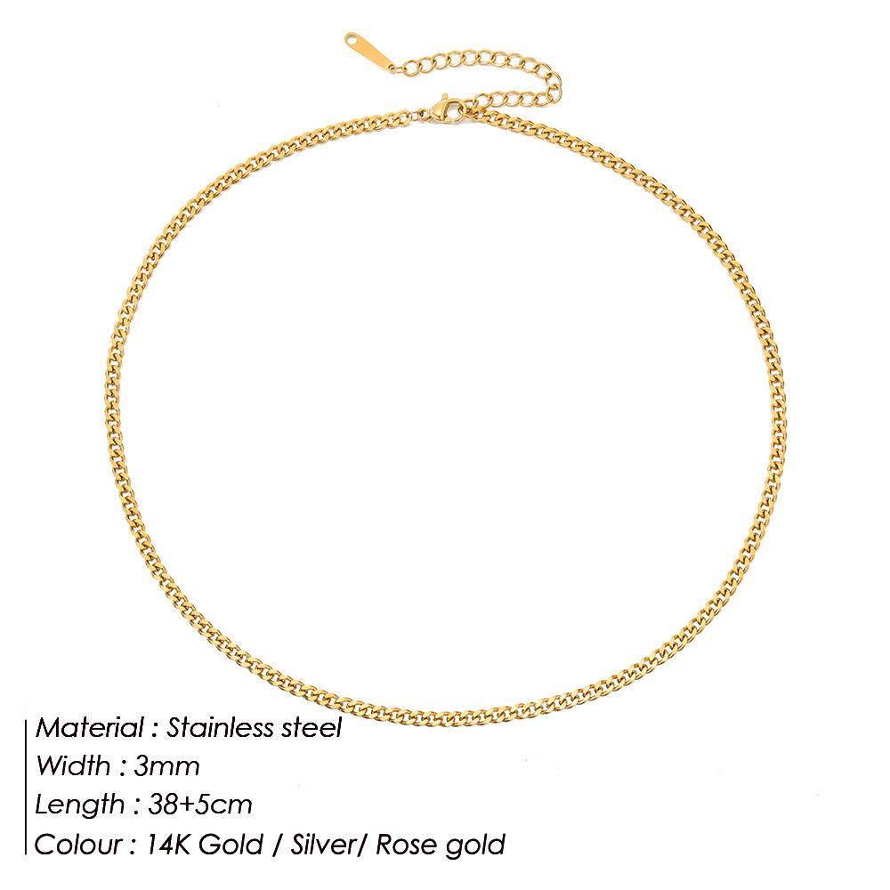Trendy Light Luxury Gold-Plated Cuban Link Clavicle Necklace – Versatile, Layered Design for Women