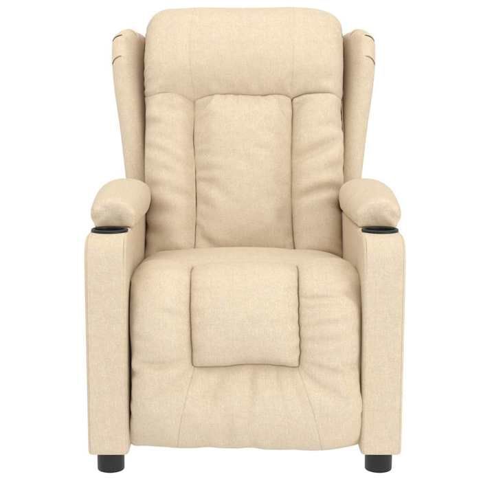 VidaXL Fauteuil de massage inclinable Crème Tissu