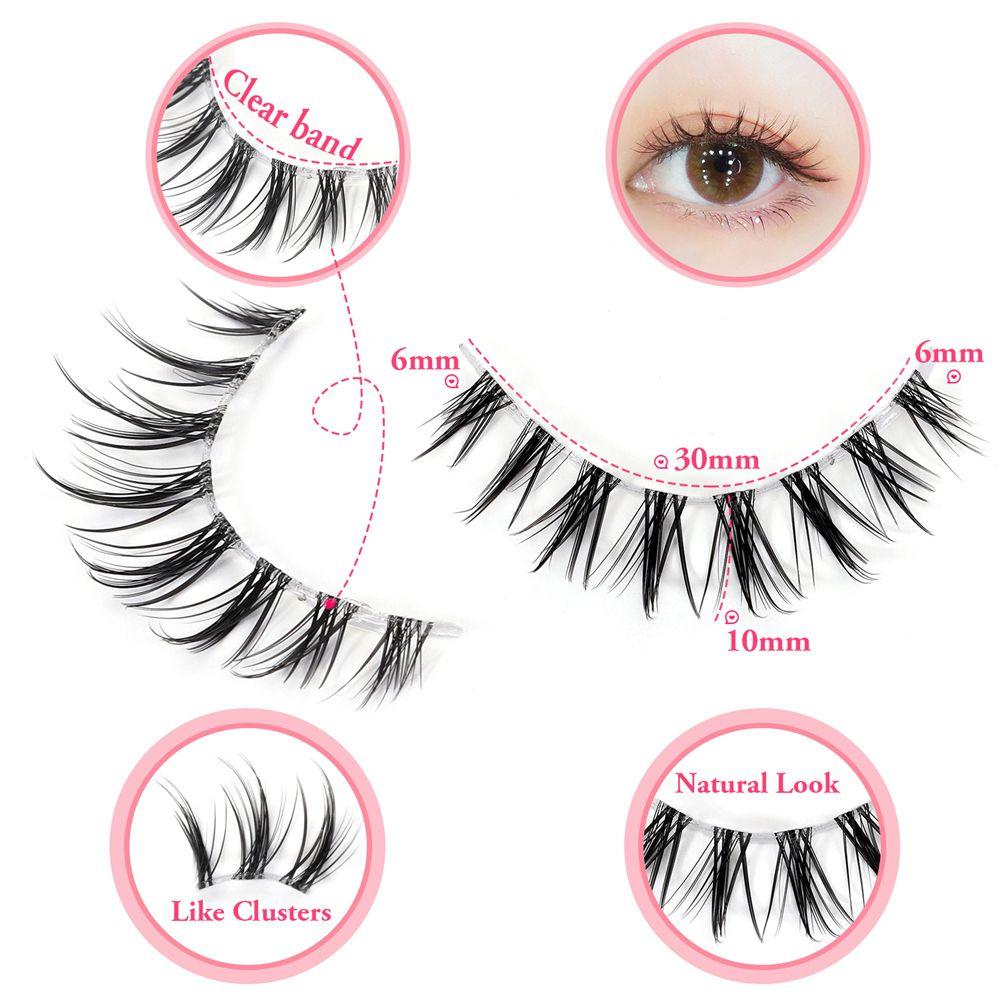 10 Pairs Handmade Faux Mink Lashes Spiky Wispy Lashes False Eyelashes with Clear Band Fairy Lashes