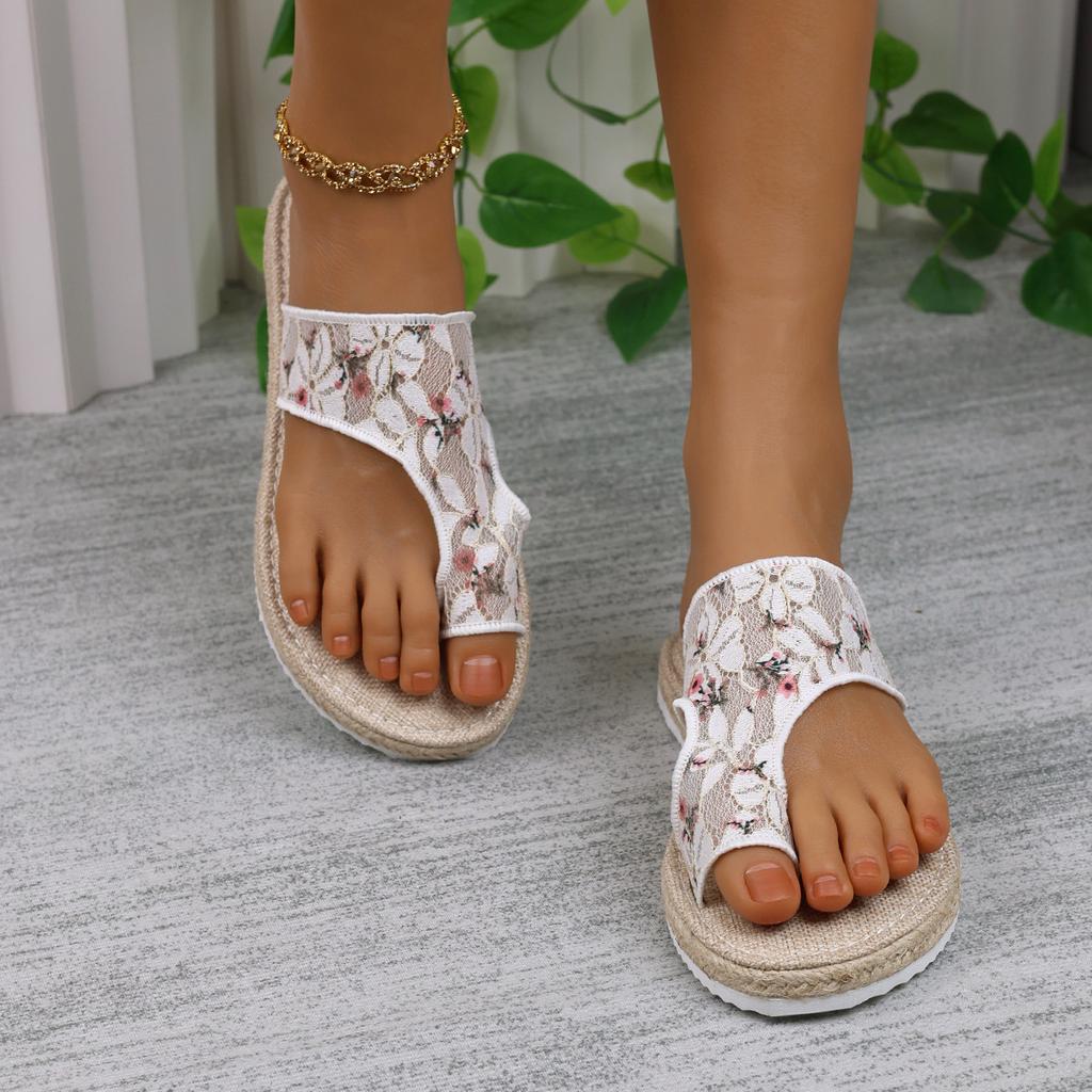 Set Toe Slippers Female Summer New Mesh Thick Bottom Lightweight Casual Outside Wear Flat Bottom Large Size Sandals Slippers