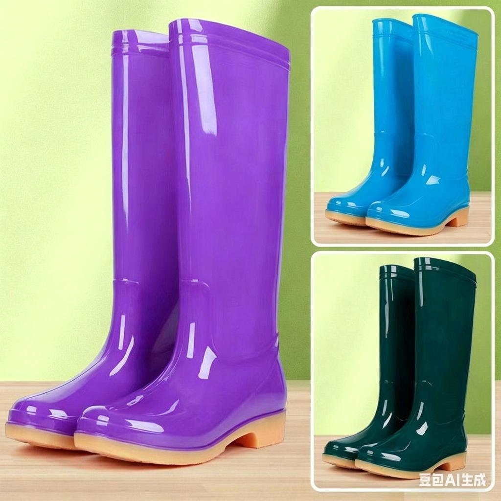 Rain Shoes Women's Medium Tube Waterproof High Tube Non-slip Rain Boots Women's Short Tube Adult Warm Cotton Low Tube Water Shoes Women