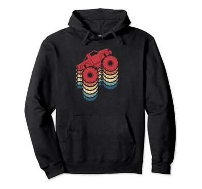 Vintage Monster Truck "Are My Jam" Retro Sunset Cool Engine Hoodie