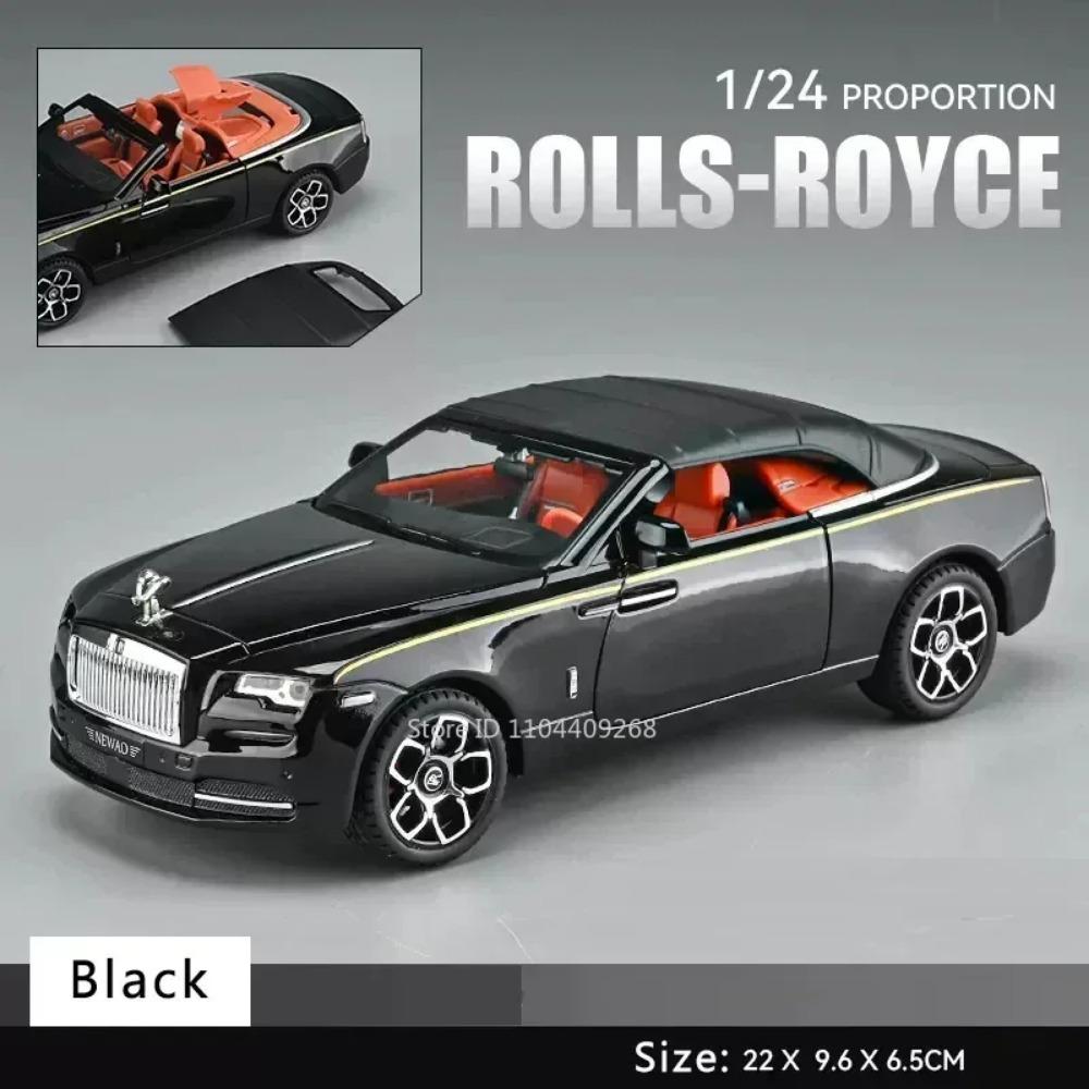 1:24 Scale Rolls Royce Dawn Phantom Sports Car Model Toy Sound Light Pull Back Shock Absorption Vehicle Decorate Birthday Gifts