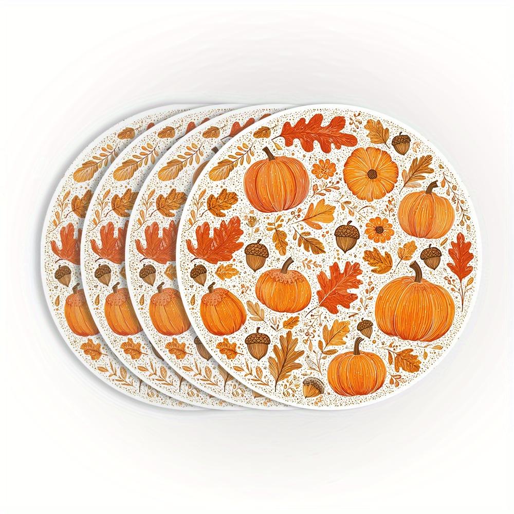 4pcs Autumn Meal Mat Farmhouse Thanksgiving Table Decoration, Suitable for Harvest Parties and Autumn Dining - Home Table Mat