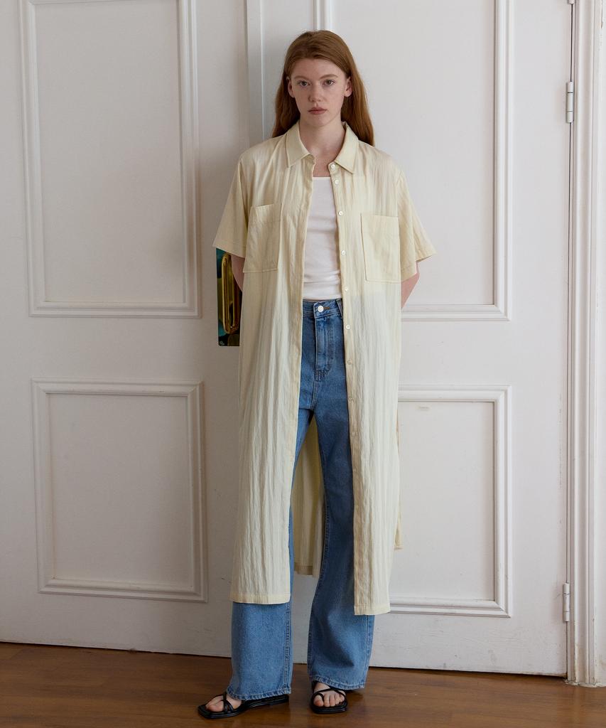 Nevel Everywear Classic Poket Shirt Dress_Ivory