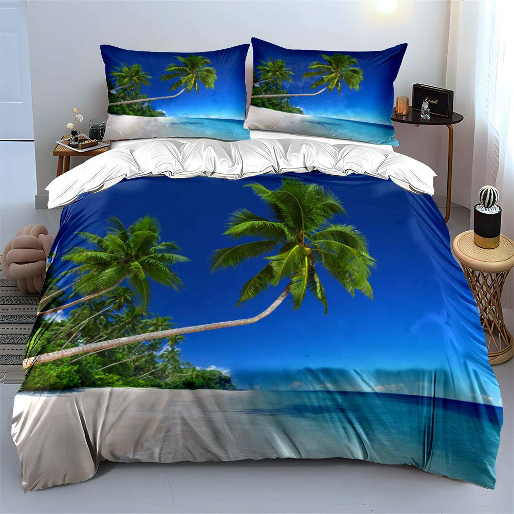 Palm trees and ocean. Bedding sets Duvet cover sets Duvet covers Pillowcases(1* Duvet Cover 2* Pillowcases without duvet insert)