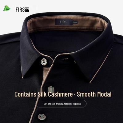FIRS Men's Silk & Cashmere Blend Modal Long-Sleeve Polo Shirt