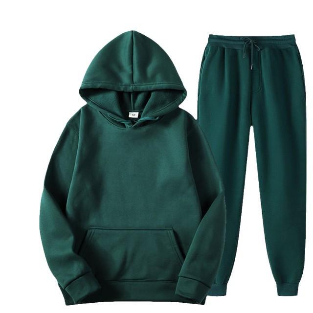 Men's Versatile Fleece Pullover Hoodie Set - Fashionable Casual Sports Outerwear