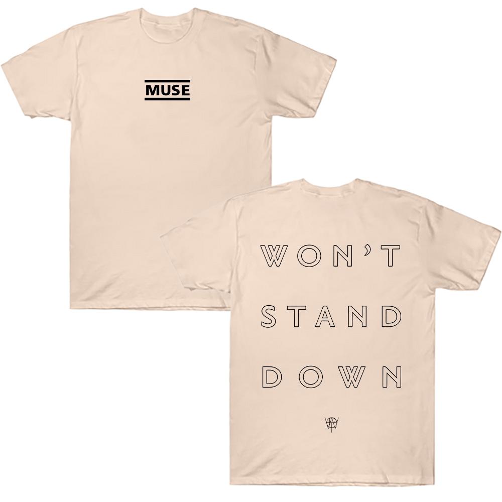 Muse Won't Stand Down T-Shirt Muse Rock Band Graphic Tee Crewneck Short Sleeve Vintage Summer Casual Cotton T Shirt Unisex Clothing