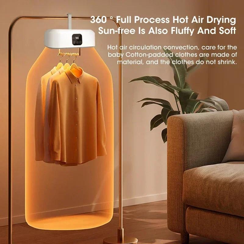 Portable Dryer Electric Foldable Dryer Intelligent Timing Fast Heating Drying with Drying Bag for Household Travel Dormitory
