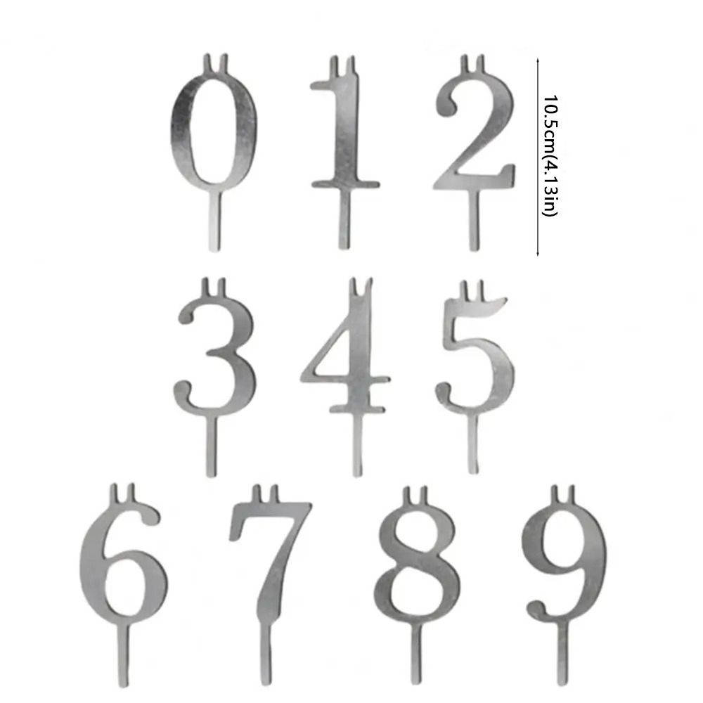 Number 0-9 Metal Number Candle Holders Reusable Cake Candlestick  Holiday Decoration