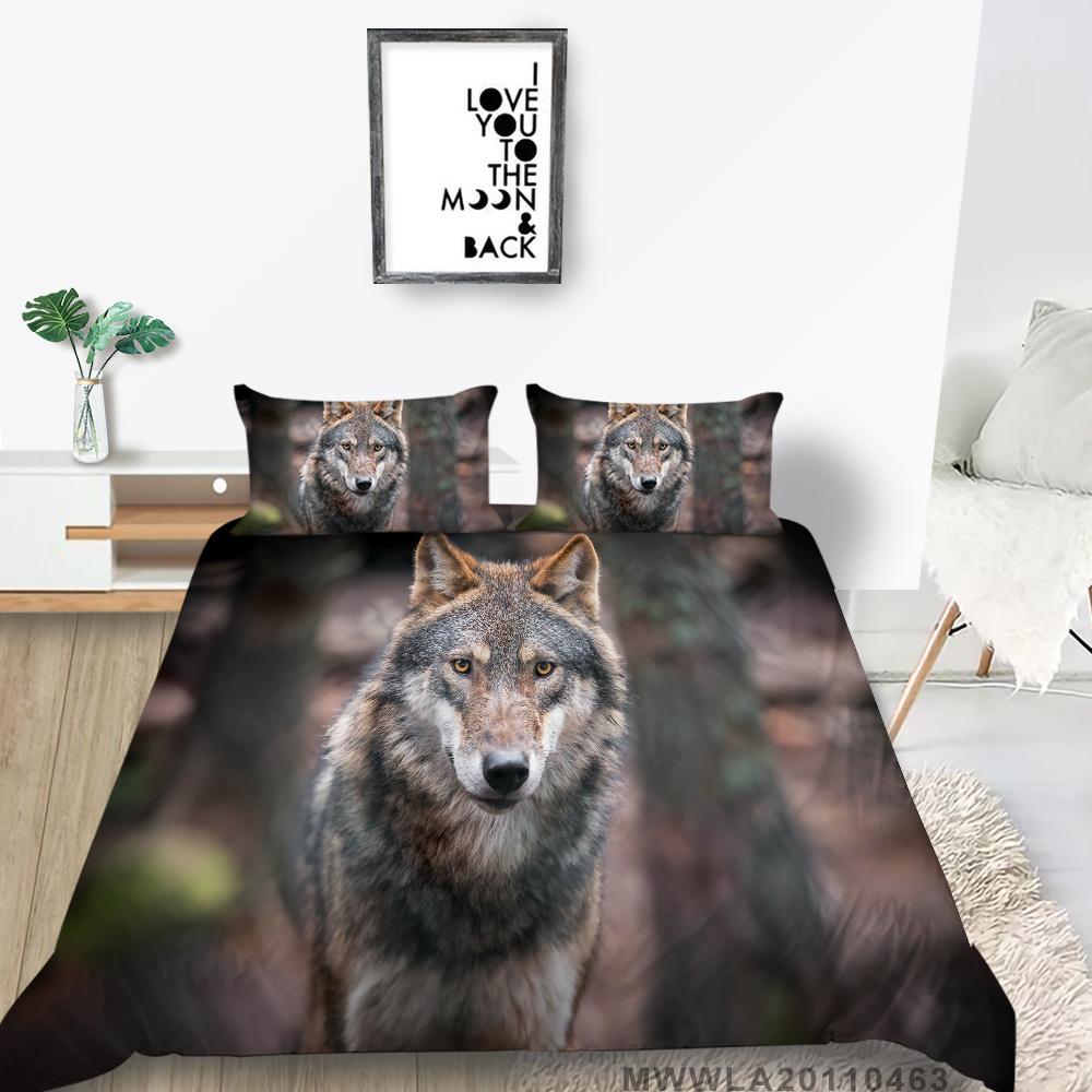 2023 New Style Wolf Print Bed Quilt Cover Comforter Duvet Covers Breathable Kids Friend Gift Cool Creative Home Decor Washable Bedclothes