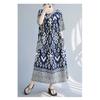 Summer New Temperament V-neck Mid-length Dress Retro Printing Loose Dresses