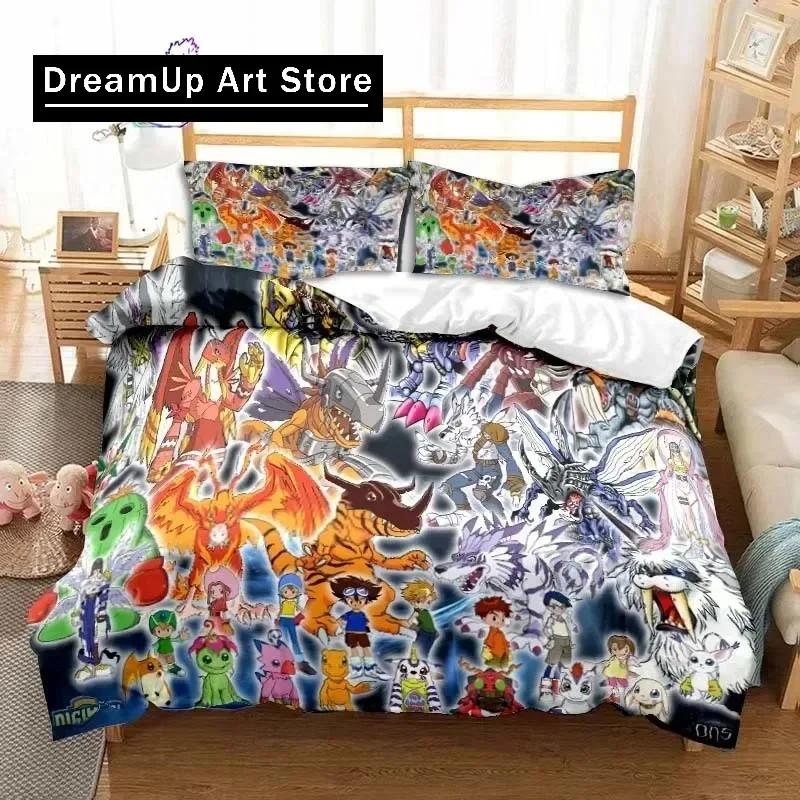 Set Biancheria da Letto Anime Digimon Adventure Singolo Gemello Matrimoniale Queen King Size Set Letto Adulto Bambino Camera da Letto Mostro Avventura Cartone Animato Biancheria da Letto