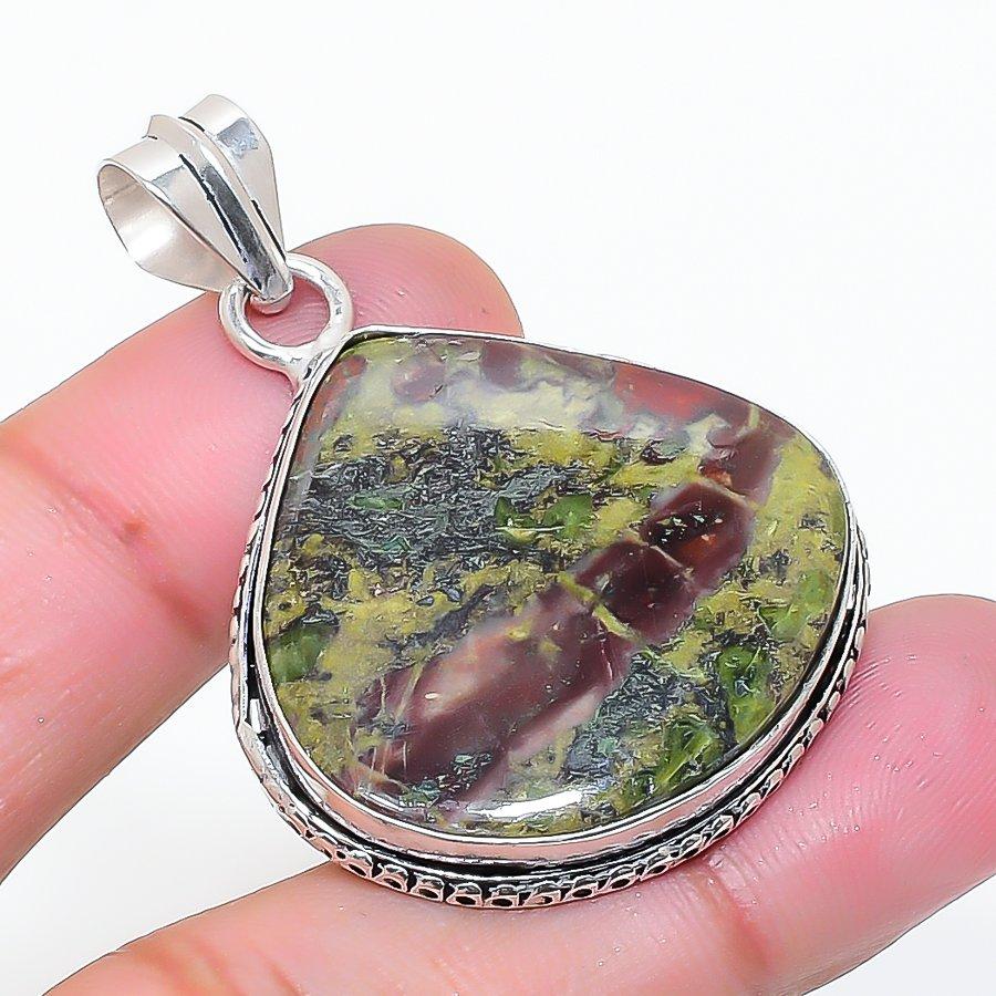 Natural Dragon Blood Gemstone Handmade 925 Sterling Silver Pendant 1.77 AP-15444