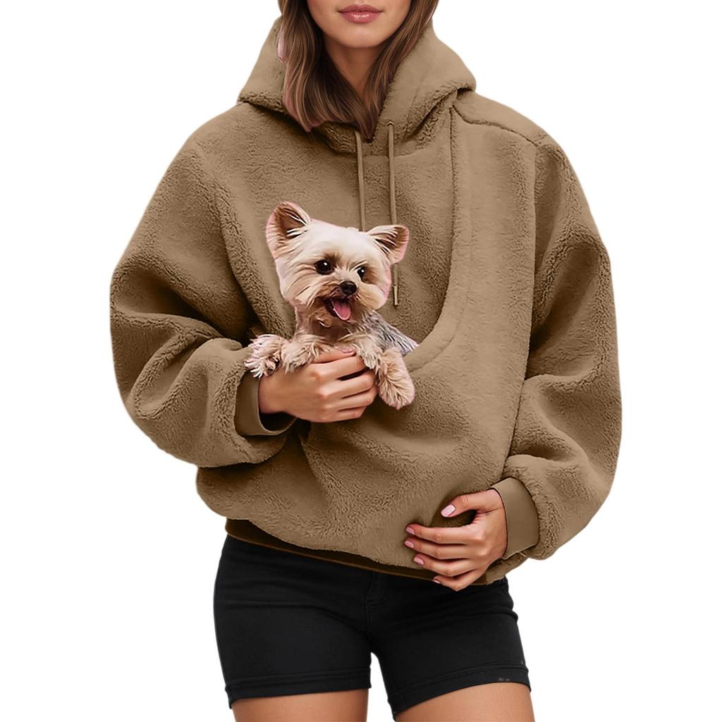 Pocket Style Pet In One Double-sided Plush Loose Fitting Hooded Sweatshirt For Both Men And Women