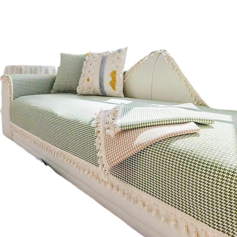 Poduszka na sofę z czystej bawełny Cztery pory roku Uniwersalna Prosta Nowoczesna Antypoślizgowa Modna Tkanina w Pepitkę Pokrowiec na sofę Narzuta Pokrowiec Nić bawełniana