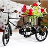 Iron Wrought Miniature Rickshaw Showpiece Antique Cycle with Flower Basket Vase for Decoration (10 X 7 Inch, Black)