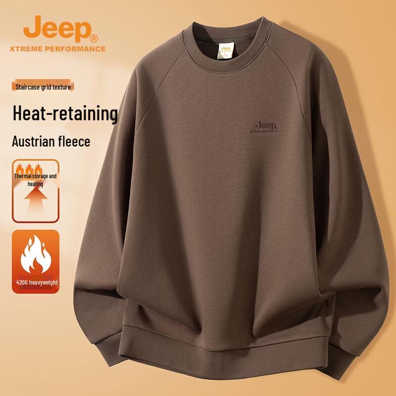 JEEP Men's Heavyweight Thermal Fleece-Lined Crewneck Sweatshirt