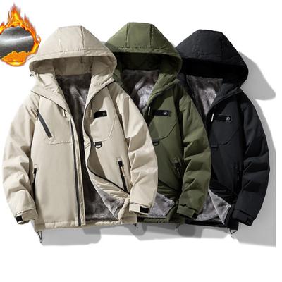 Plus Fleece Jacket Men's Plus Cotton Thickened Warm Outdoor Large Size Fat Suit Hardshell Jacket Cotton Jacket