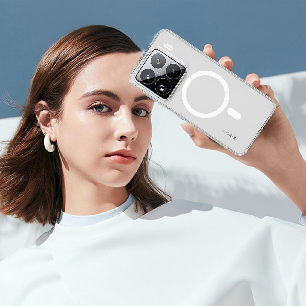 Pro Xiaomi 15 Pro Průhledné pouzdro na telefon Kompatibilní s MagSafe TPU+Akrylový zadní kryt