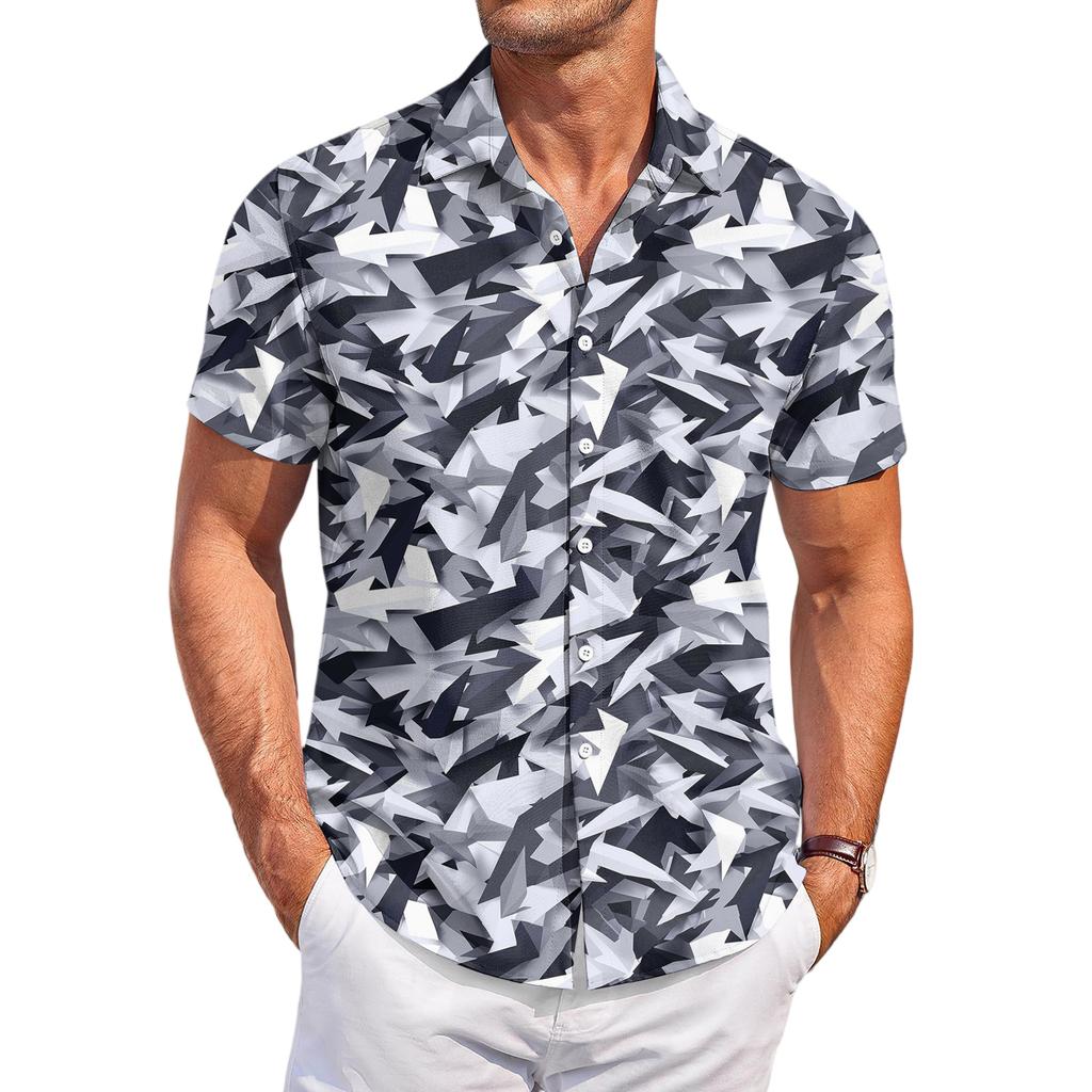 Men's Casual Fashion Printed Short-Sleeve Shirt
