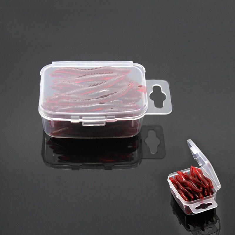 3 Box Fishing Lure Red Worm Earthworm Imitation Fake Bait 50pcs/box