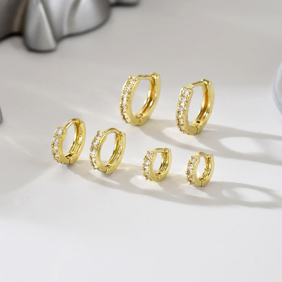 

Dainty Gold Silver CZ Huggie Hoop Earrings Set 3 Sizes Mini Hoop Earrings with Cubic Zirconia Minimalist Everyday Jewelry