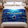 Fish Ocean Theme Soft Blanket Personalized Custom Name Text Print Warm Blanket Home Sofa Bedroom Decor